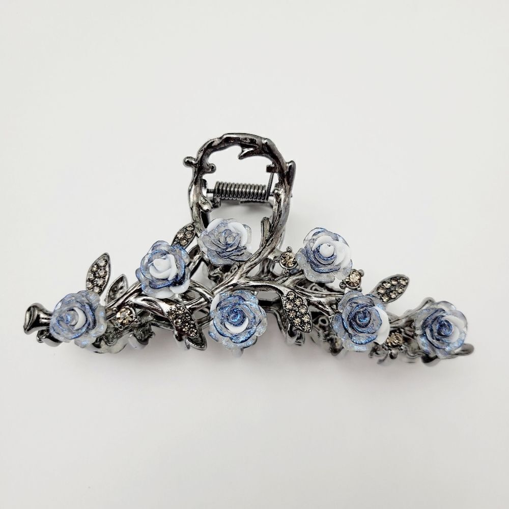 Brand New Titanium Blue Rose Rhinestone Hair Claw Clips - Picture 7 of 8